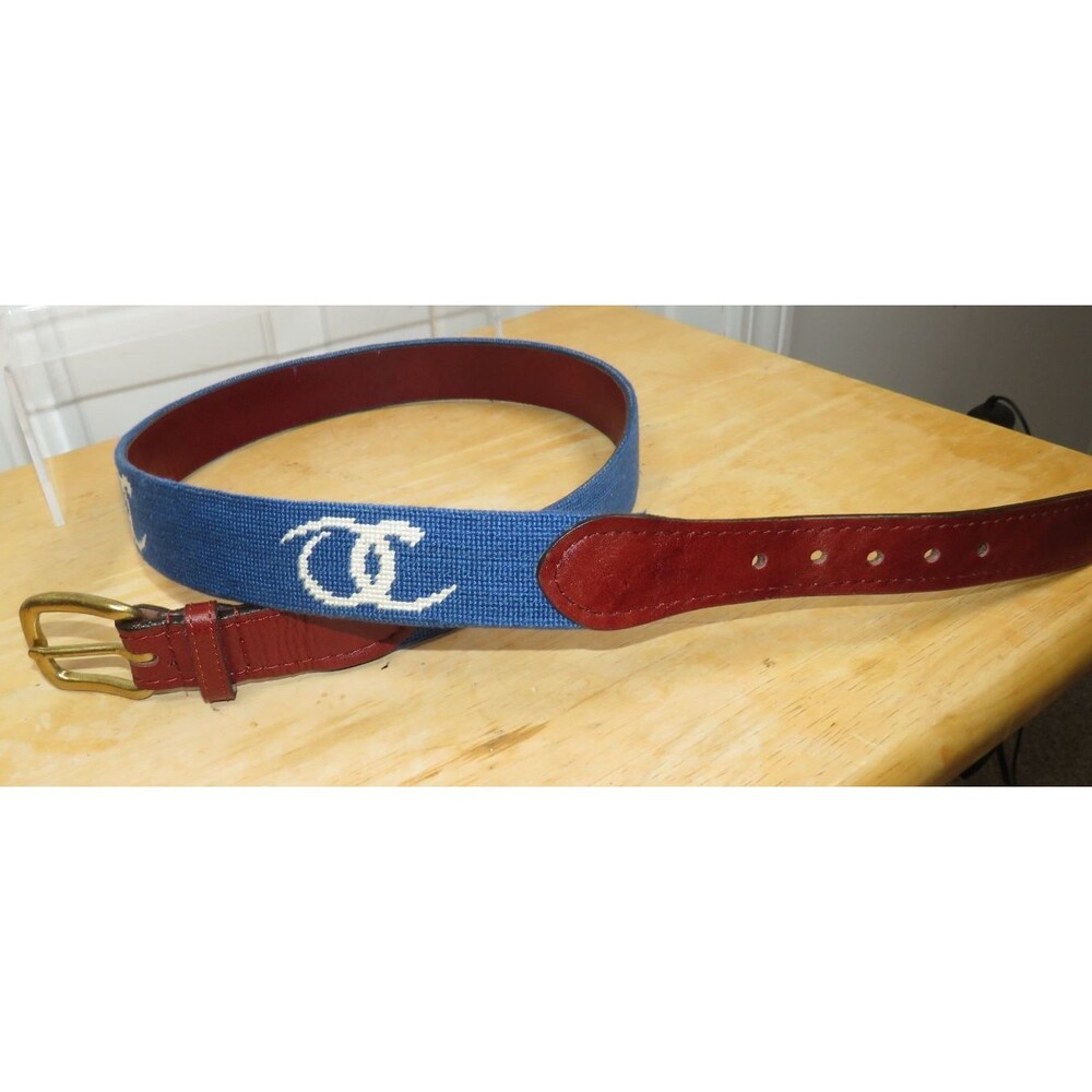 Smathers & Branson Needlepoint Golf Belt Old Chatham Golf Club Men's Size 34